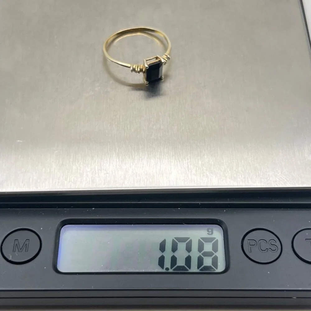 Sterling Silver Vermeil Ring Black Onyx CZ Sz 8 Signed 925 YS India Dainty 1.08g - Picture 13 of 13